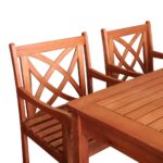 Brown Patio Armchair with Decorative Back and Natural Wood Finish