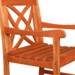Brown Patio Armchair with Decorative Back and Natural Wood Finish