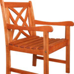 Brown Patio Armchair with Decorative Back and Natural Wood Finish