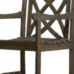 Distressed Outdoor Armchair With Decorative Back and Armrests