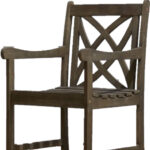 Distressed Outdoor Armchair With Decorative Back and Armrests
