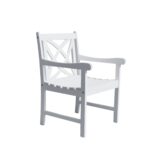 White Patio Armchair With Decorative Back and Armrests