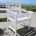 White Patio Armchair With Decorative Back and Armrests