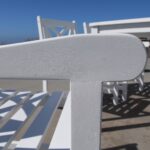 White Patio Armchair With Decorative Back and Armrests