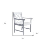 White Patio Armchair With Decorative Back and Armrests