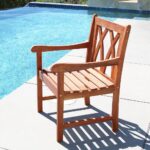 Brown Diagonal-Back Patio Armchair, Wood Finish, Outdoor Seating