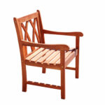 Brown Diagonal-Back Patio Armchair, Wood Finish, Outdoor Seating
