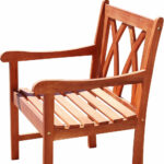 Brown Diagonal-Back Patio Armchair, Wood Finish, Outdoor Seating