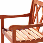 Brown Diagonal-Back Patio Armchair, Wood Finish, Outdoor Seating