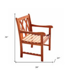 Brown Diagonal-Back Patio Armchair, Wood Finish, Outdoor Seating