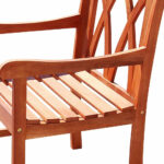 Brown Diagonal-Back Patio Armchair, Wood Finish, Outdoor Seating
