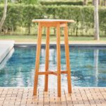 24" Natural Round Solid Wood Outdoor Bar Table