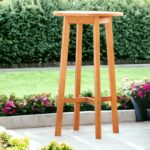 24" Natural Round Solid Wood Outdoor Bar Table