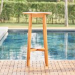 24" Natural Round Solid Wood Outdoor Bar Table