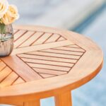 24" Natural Round Solid Wood Outdoor Bar Table
