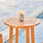 24" Natural Round Solid Wood Outdoor Bar Table