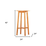 24" Natural Round Solid Wood Outdoor Bar Table