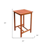 24" Brown Solid Wood Square Outdoor Bar Table 18 24" Brown Solid Wood Square Outdoor Bar Table