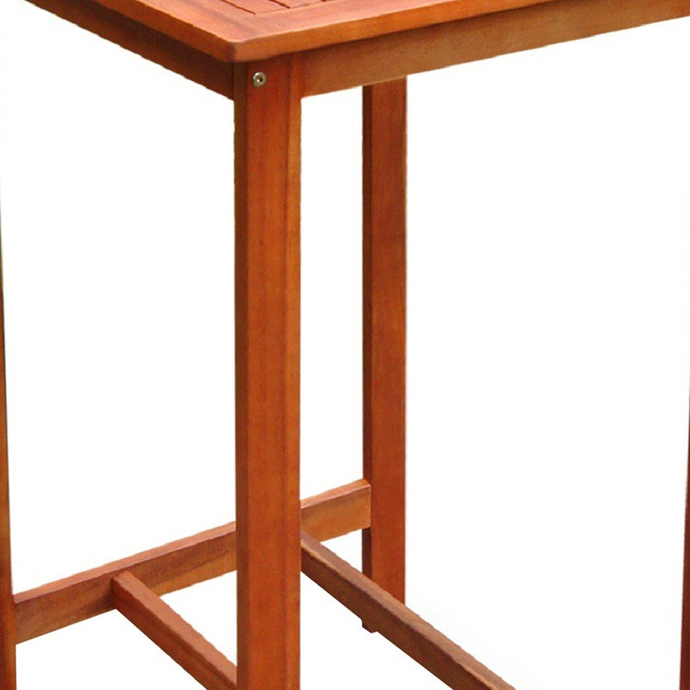 24" Brown Solid Wood Square Outdoor Bar Table 6 24" Brown Solid Wood Square Outdoor Bar Table - Image 6