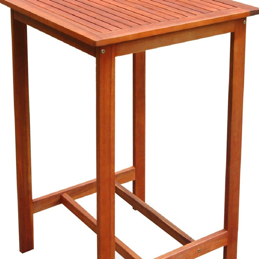 24" Brown Solid Wood Square Outdoor Bar Table 7 24" Brown Solid Wood Square Outdoor Bar Table - Image 7