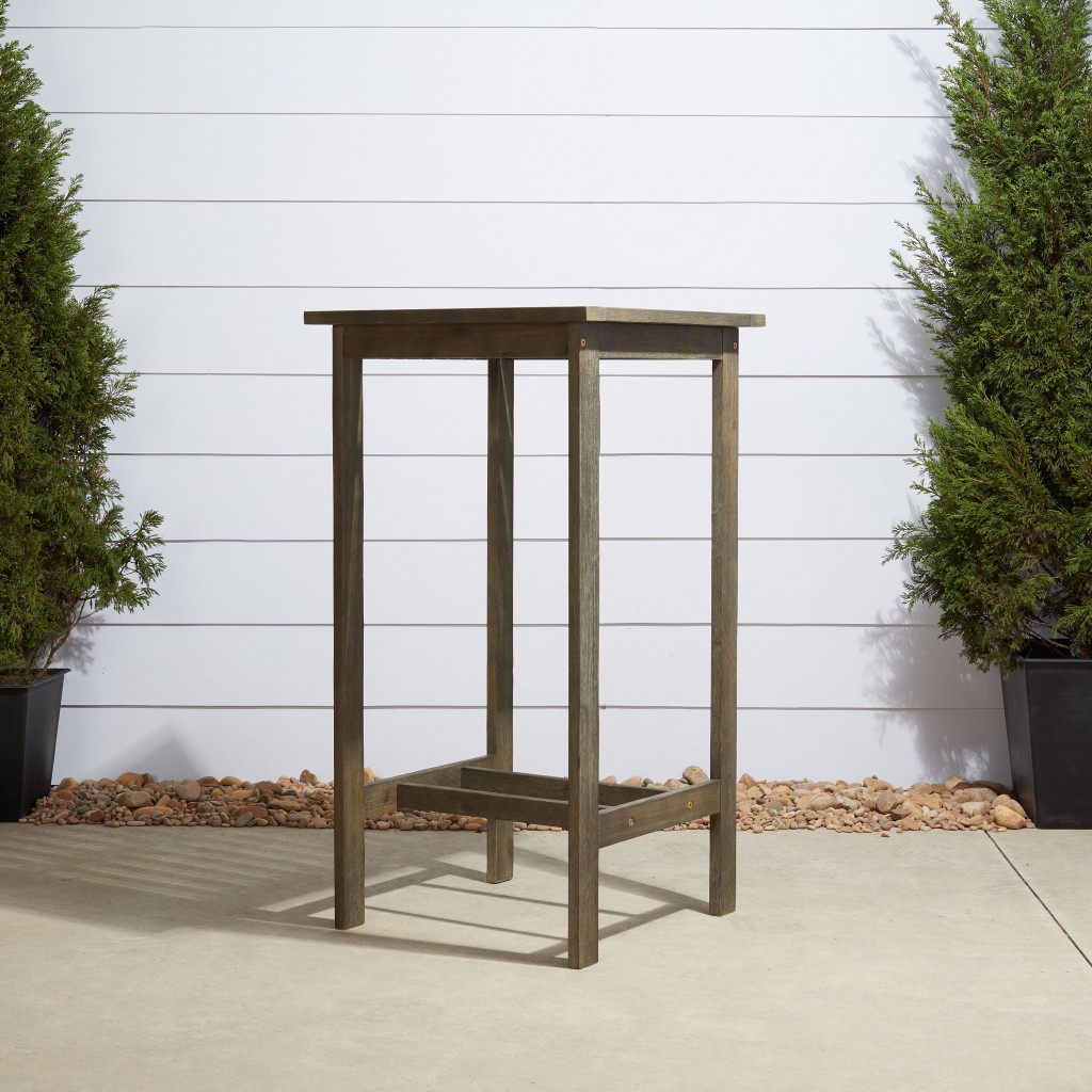24" Gray Solid Wood Square Outdoor Bar Table 4 24" Gray Solid Wood Square Outdoor Bar Table - Image 4
