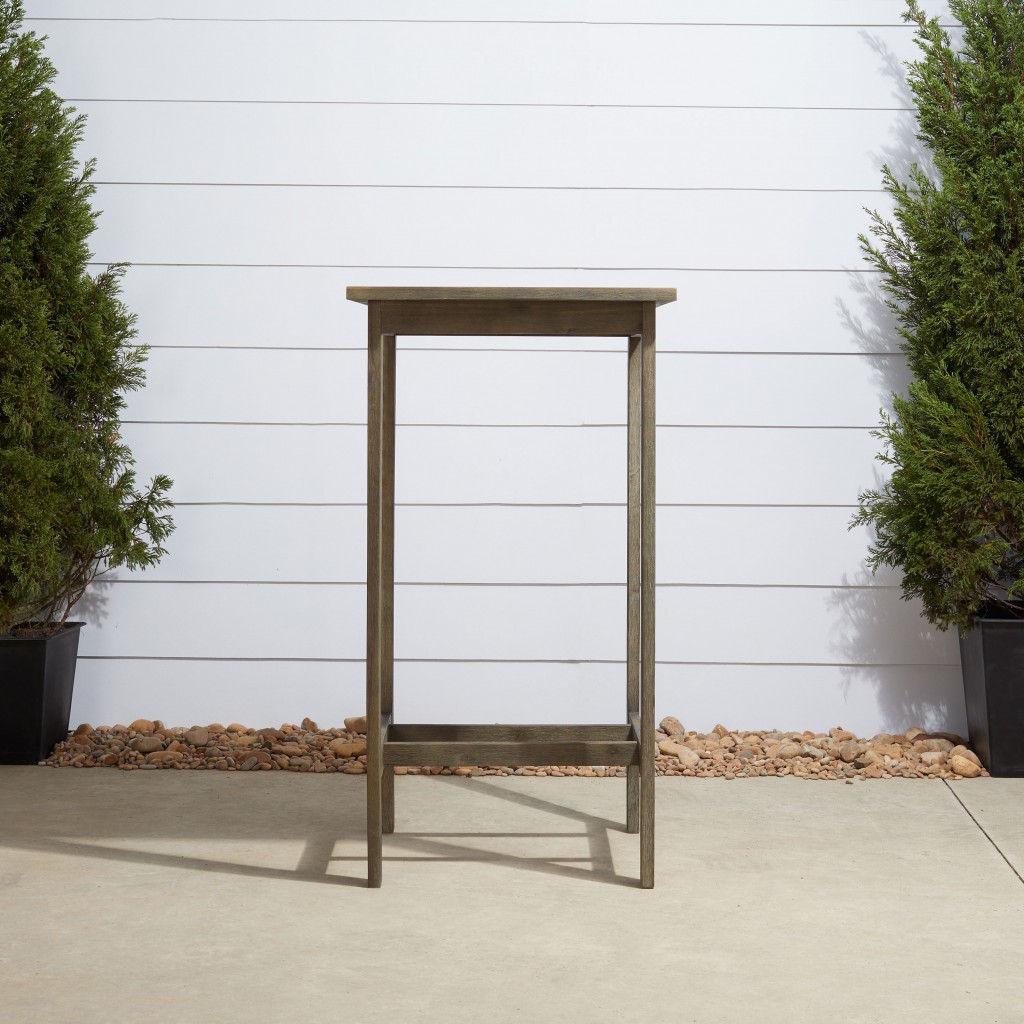 24" Gray Solid Wood Square Outdoor Bar Table 5 24" Gray Solid Wood Square Outdoor Bar Table - Image 5