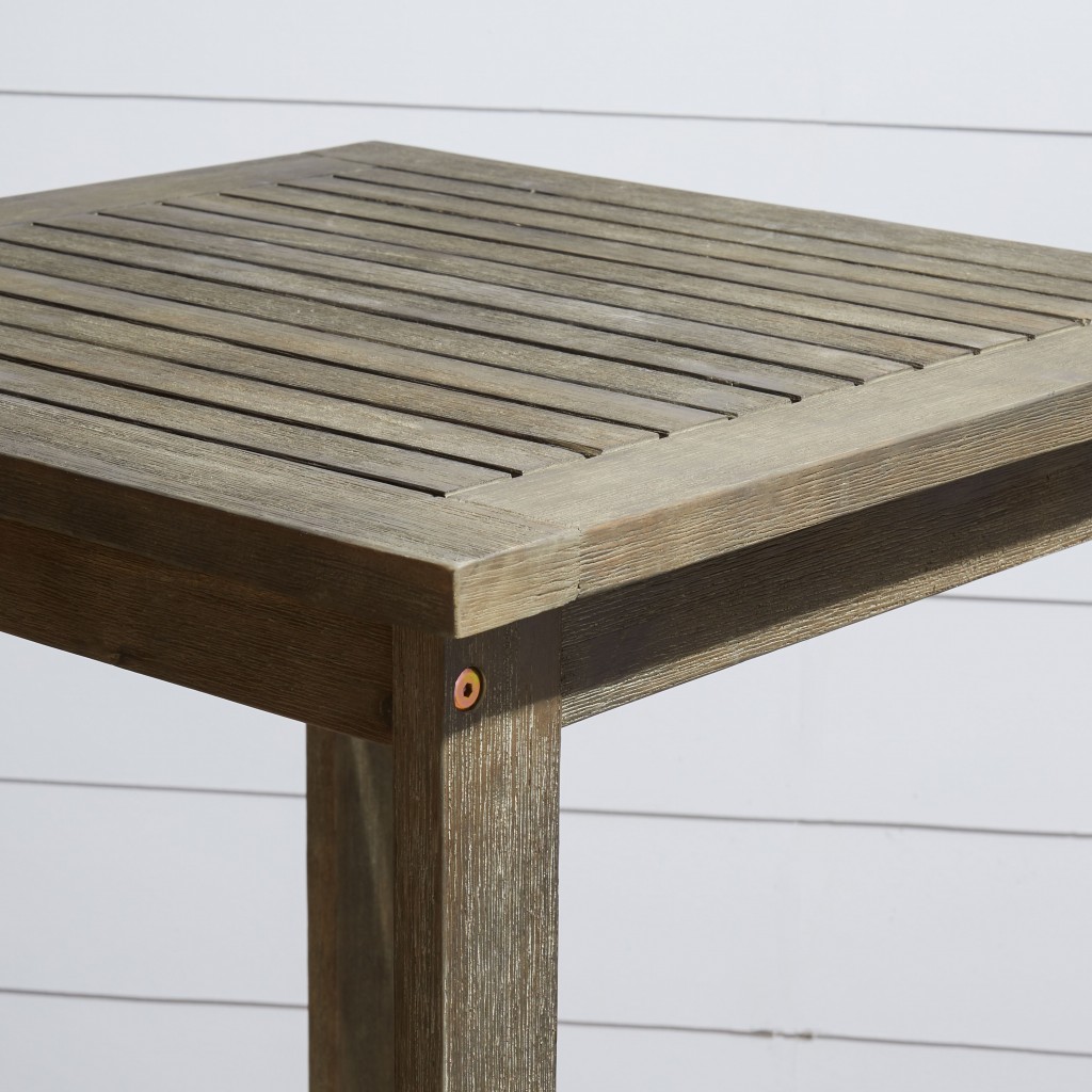 24" Gray Solid Wood Square Outdoor Bar Table 6 24" Gray Solid Wood Square Outdoor Bar Table - Image 6