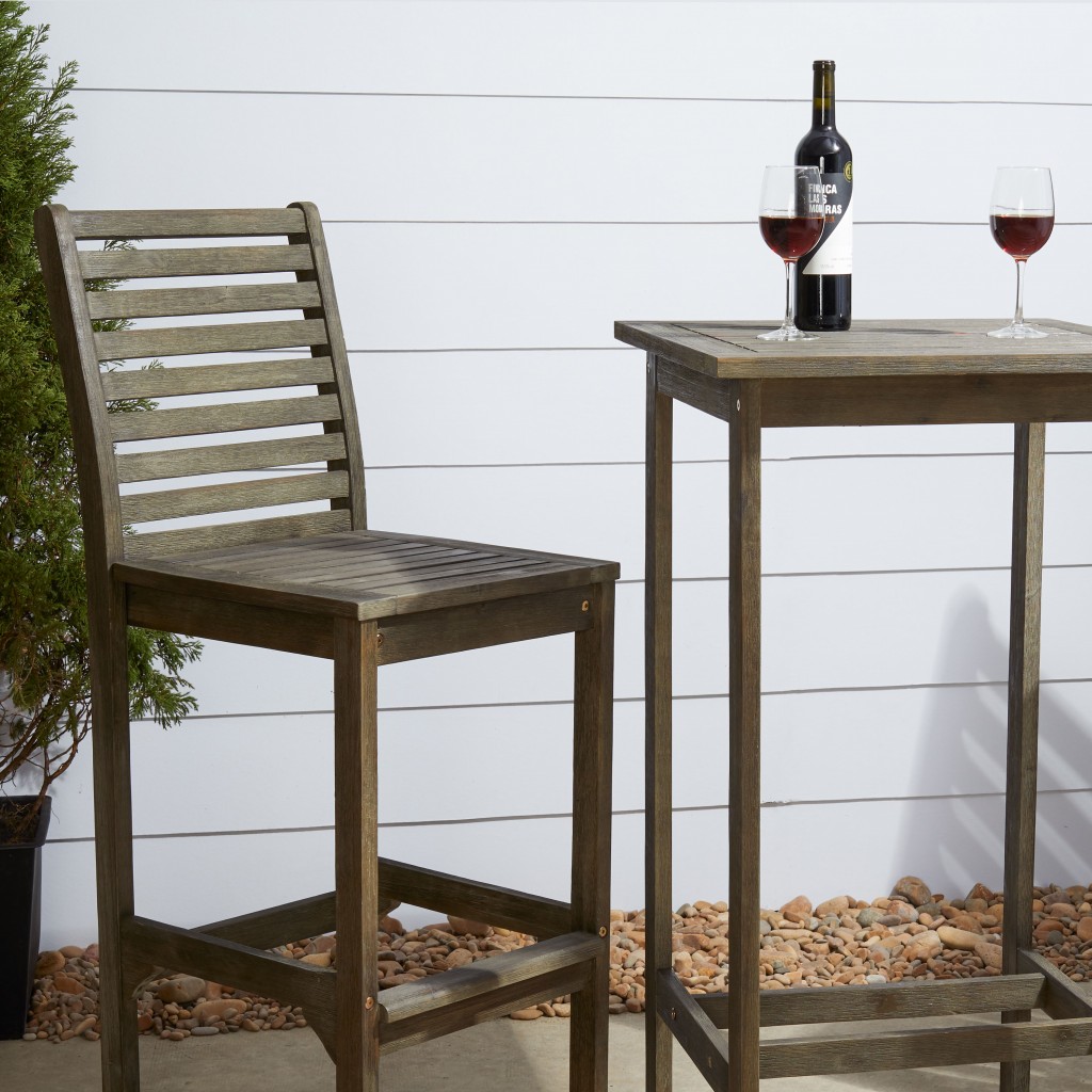 24" Gray Solid Wood Square Outdoor Bar Table 7 24" Gray Solid Wood Square Outdoor Bar Table - Image 7