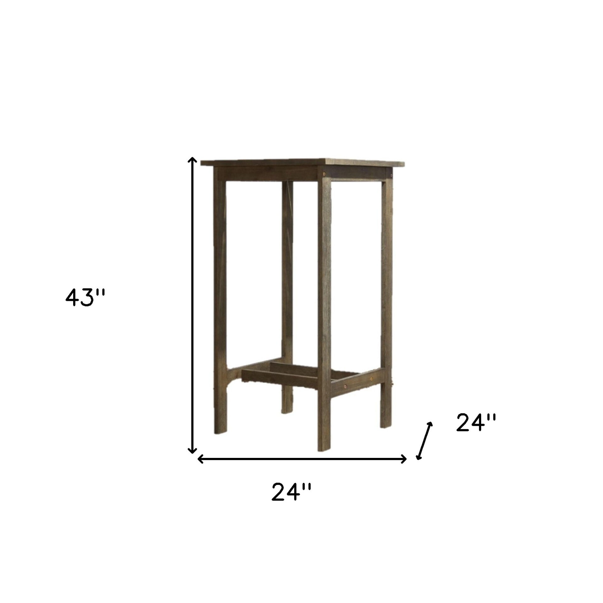 24" Gray Solid Wood Square Outdoor Bar Table 8 24" Gray Solid Wood Square Outdoor Bar Table - Image 8