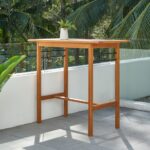 46" Brown Solid Wood Outdoor Bar Table 6 46" Brown Solid Wood Outdoor Bar Table