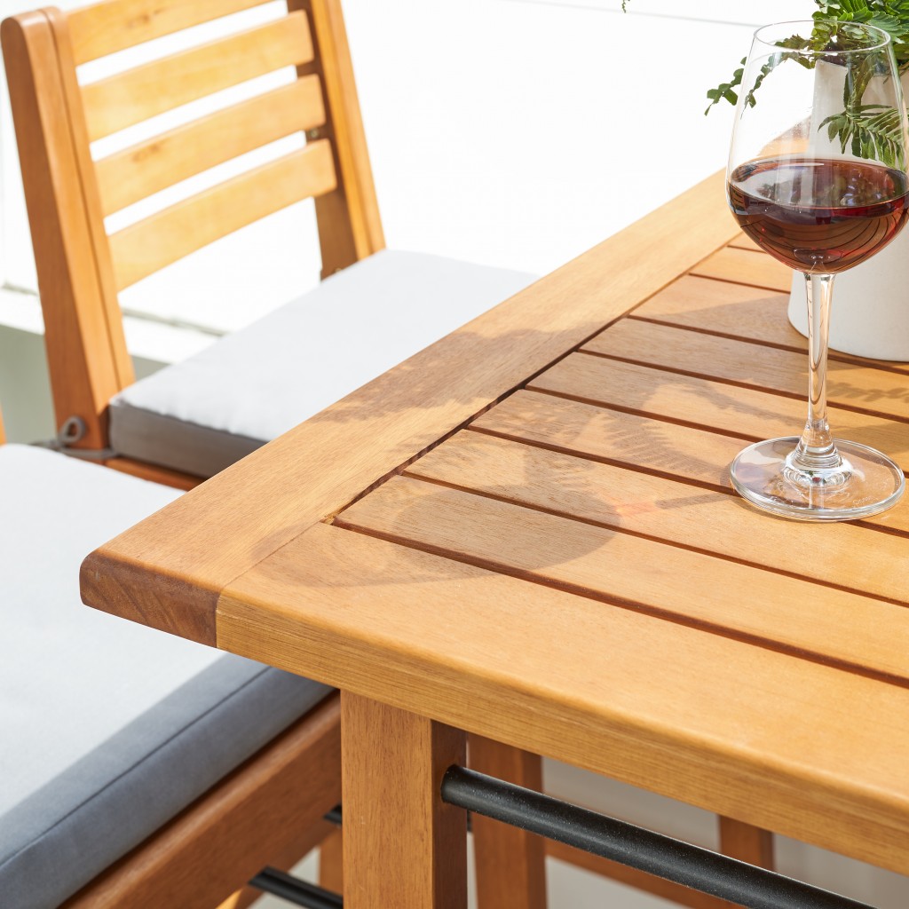 46" Brown Solid Wood Outdoor Bar Table 4 46" Brown Solid Wood Outdoor Bar Table - Image 4