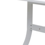 White Rectangular Dining Table With Curved Legs and Umbrella Hole