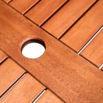 35" Natural Square Solid Wood Outdoor Table with Umbrella Hole