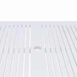 White Wooden Stacking Table with Slatted Top and Umbrella Hole