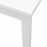 White Wooden Stacking Table with Slatted Top and Umbrella Hole