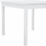 White Wooden Stacking Table with Slatted Top and Umbrella Hole