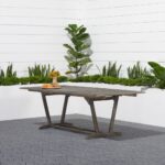91" Dark Gray Solid Wood Extendable Outdoor Table with Umbrella Hole