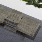91" Dark Gray Solid Wood Extendable Outdoor Table with Umbrella Hole