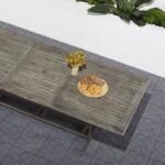 91" Dark Gray Solid Wood Extendable Outdoor Table with Umbrella Hole