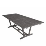 91" Dark Gray Solid Wood Extendable Outdoor Table with Umbrella Hole