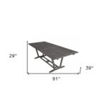 91" Dark Gray Solid Wood Extendable Outdoor Table with Umbrella Hole