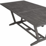 91" Dark Gray Solid Wood Extendable Outdoor Table with Umbrella Hole