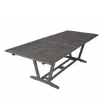 91" Dark Gray Solid Wood Extendable Outdoor Table with Umbrella Hole