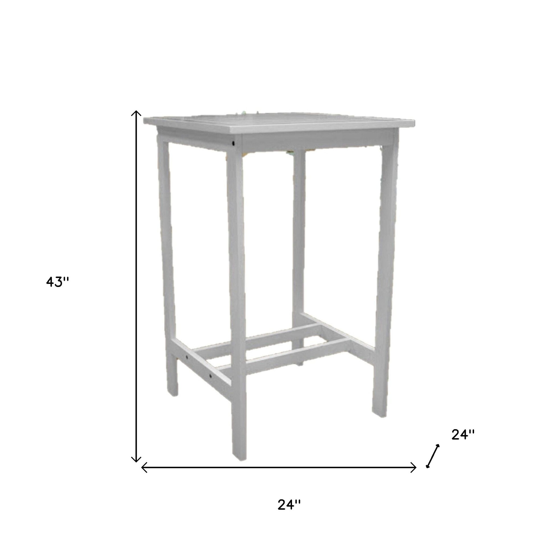 24" White Solid Wood Square Outdoor Bar Table 7 24" White Solid Wood Square Outdoor Bar Table - Image 7