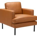Modern Faux Leather Armchair with Steel Legs, Brown 11 Modern Faux Leather Armchair with Steel Legs, Brown
