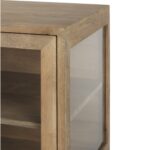 Natural Solid Wood Sideboard with Glass Doors and Shelves 16 Natural Solid Wood Sideboard with Glass Doors and Shelves