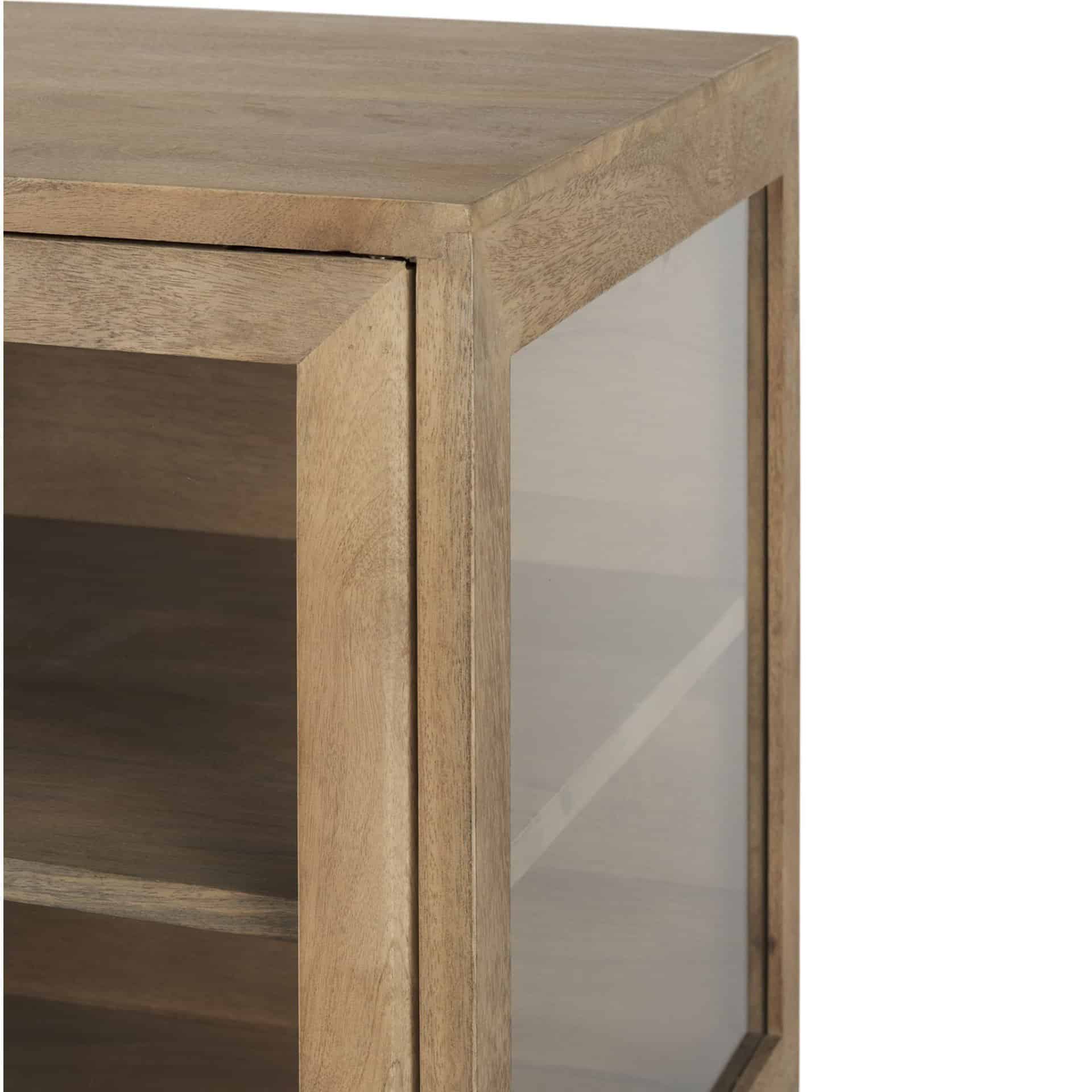 Natural Solid Wood Sideboard with Glass Doors and Shelves 7 Natural Solid Wood Sideboard with Glass Doors and Shelves - Image 7