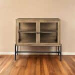 Natural Solid Wood Sideboard with Glass Doors and Shelves 11 Natural Solid Wood Sideboard with Glass Doors and Shelves