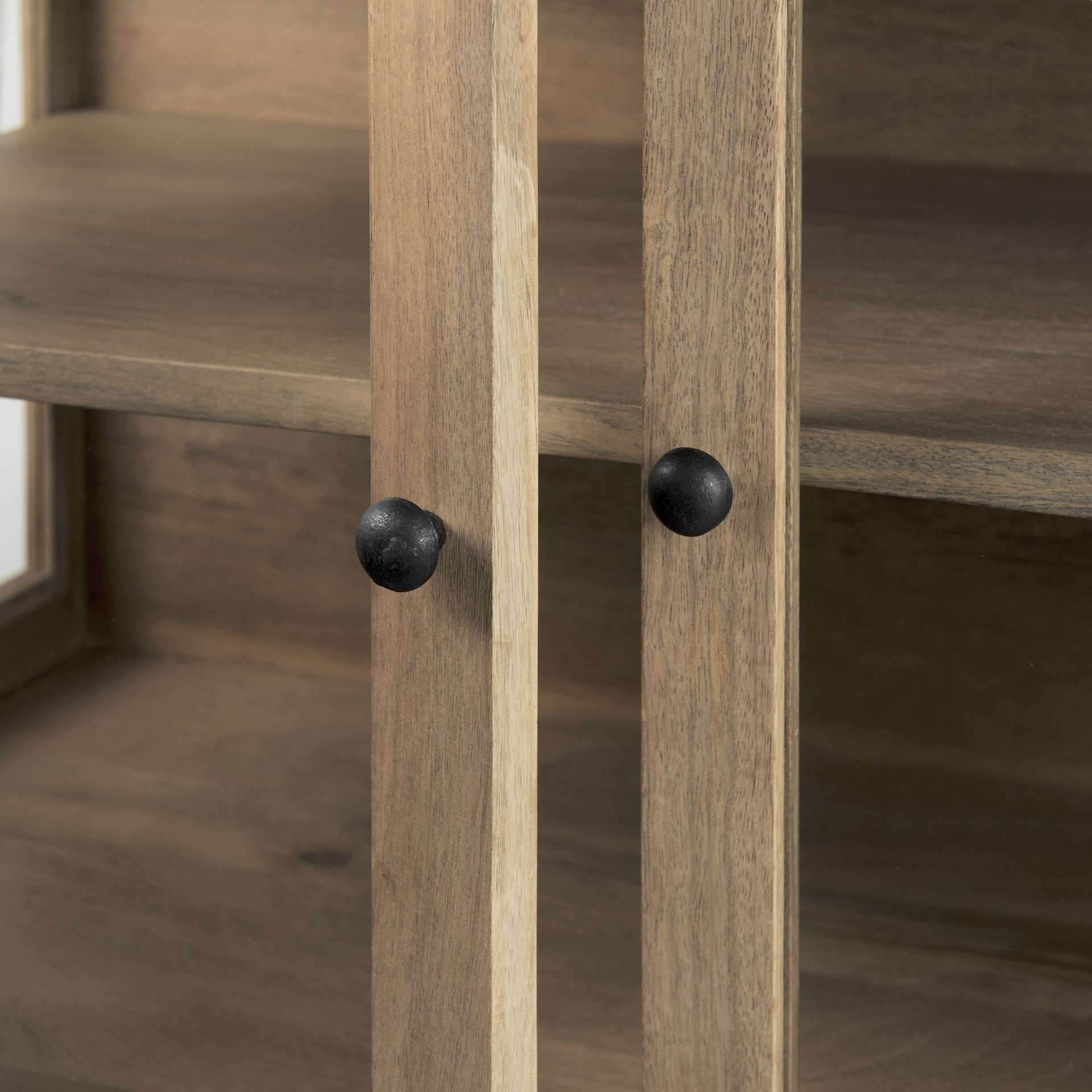 Natural Solid Wood Sideboard with Glass Doors and Shelves 9 Natural Solid Wood Sideboard with Glass Doors and Shelves - Image 9