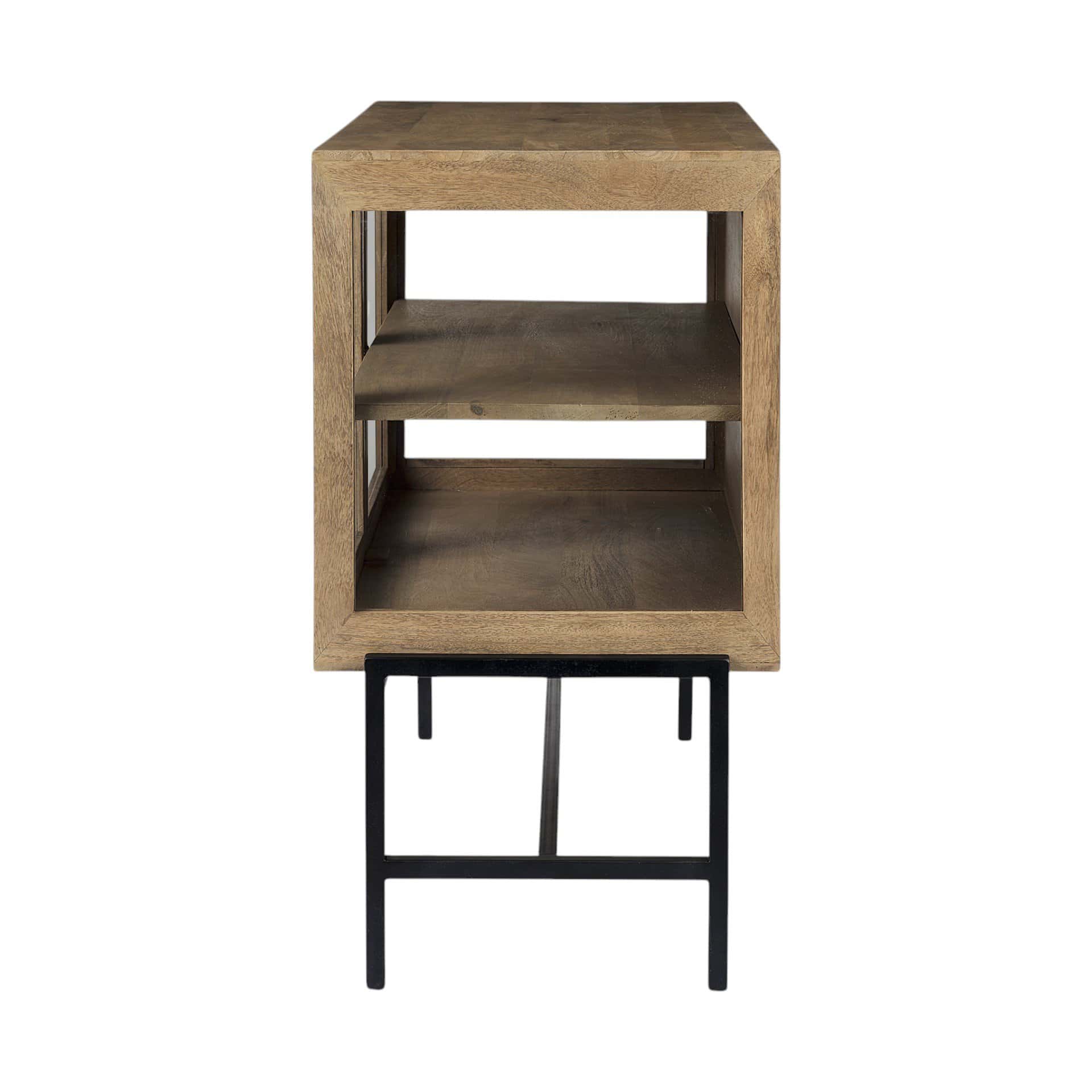 Natural Solid Wood Sideboard with Glass Doors and Shelves 6 Natural Solid Wood Sideboard with Glass Doors and Shelves - Image 6